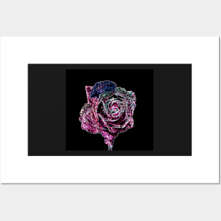 Neon Rose Flower Posters and Art